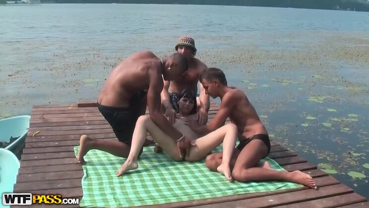 Anal & Facial Gangbang on the Pier