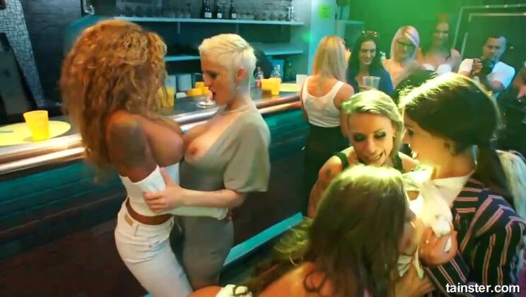 [Tainster] - Brunette Tina Kay gets fucked by blonde babes in wild lesbian threesome