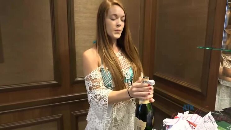 Kimberly Brix gives footjob before creampie fuck