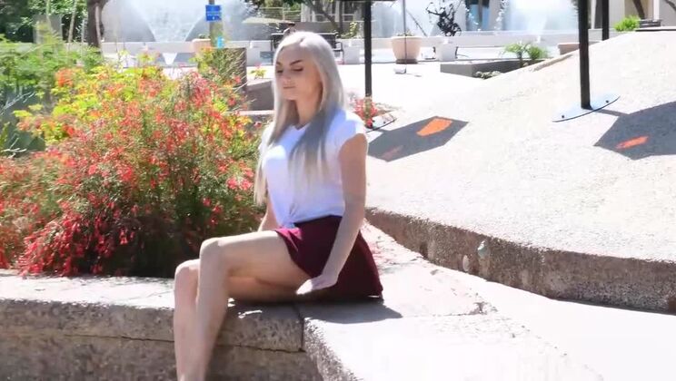 Blonde in the Open: Solo, Upskirt, and Free