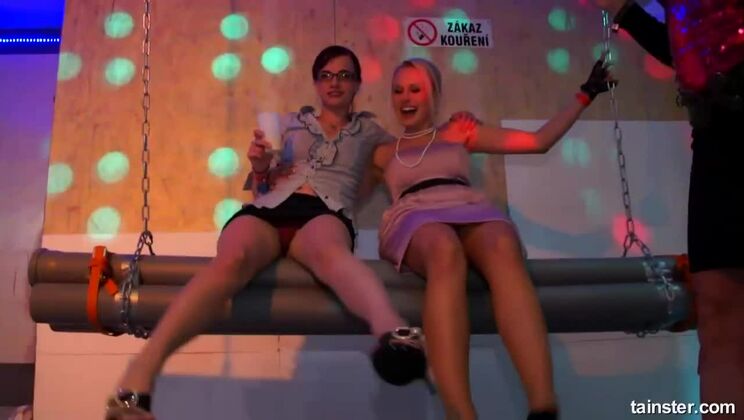 [Tainster] - Stockings and Lingerie Lesbian Party - CFNM - Lucy Bell - Kitty Jane - Mischelle - Leony aprill - Welli - Vivien1