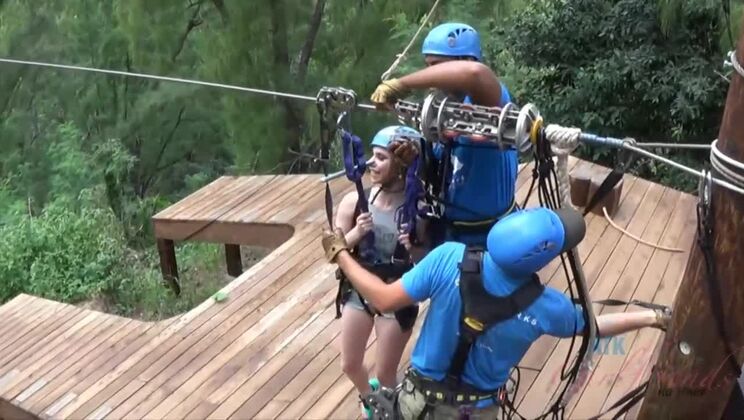 Brunette Bombshell Anya's Zipline Escapade