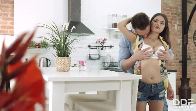 Brunette Teen Alexa Gets Wild in the Kitchen