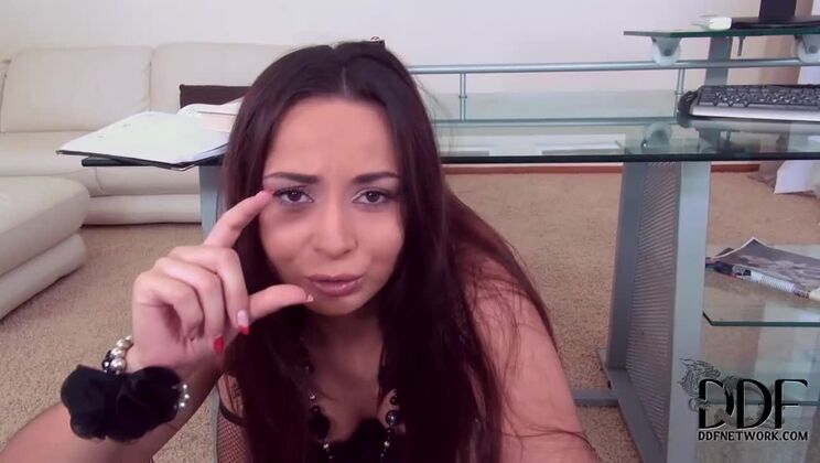 Brunette Aurelly Rebel's Miracle Deepthroat in Stockings