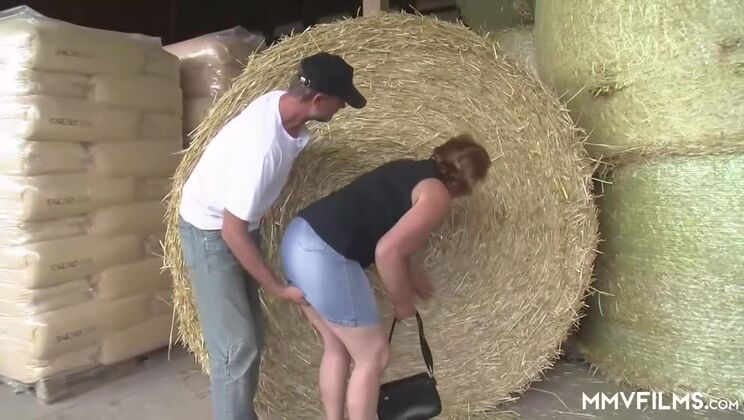Blonde Granny Fucked by Farmer Outside with Cumshot