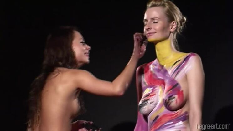 [Hegre] - Polish Beauties Erica And Karolina Skinny Big Tits Body Painting