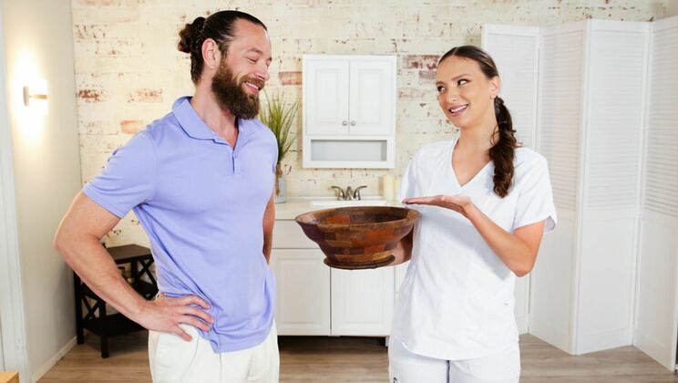 [NuruMassage] - Brunette Gets Massage and Blowjob - Brad Newman - Izzy Lush