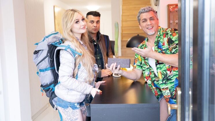 [FakeHostel] - British Babe in Threesome with Big Cock - Steve Q - Don Diego - Baby Kxtten