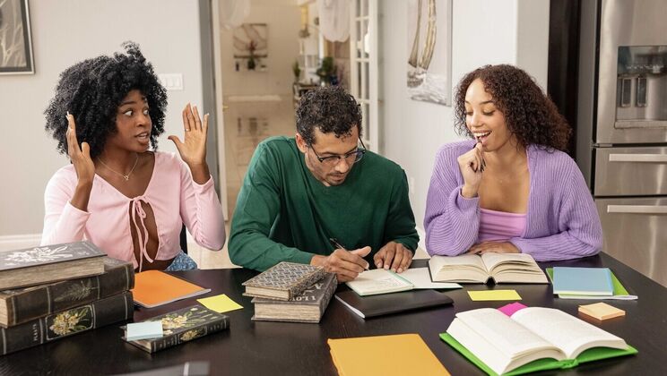 [SneakySex] - Double Blowjob with Big Dick and College Girls