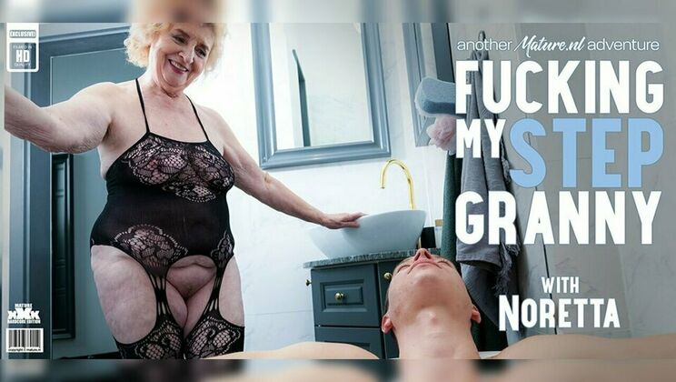 [Mature.nl] - Old Granny Noretta Fucks Her Stepson on the Sofa