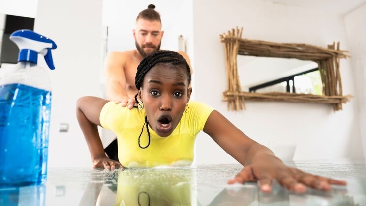 Maid Lexi Luv Gagged & Pounded In Standing Doggy