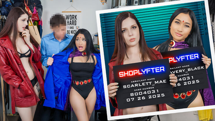 [Shoplyfter] - Case No. 8004031 - Bratty Teens Tease in Bra-less Costume Fun - Scarlett Mae - Rion King - Avery Black