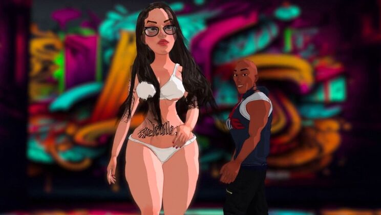 [AdultTimeAnimation] - Tattooed Black Girl’s Deepthroat Blowjob and Cumshot Fiesta