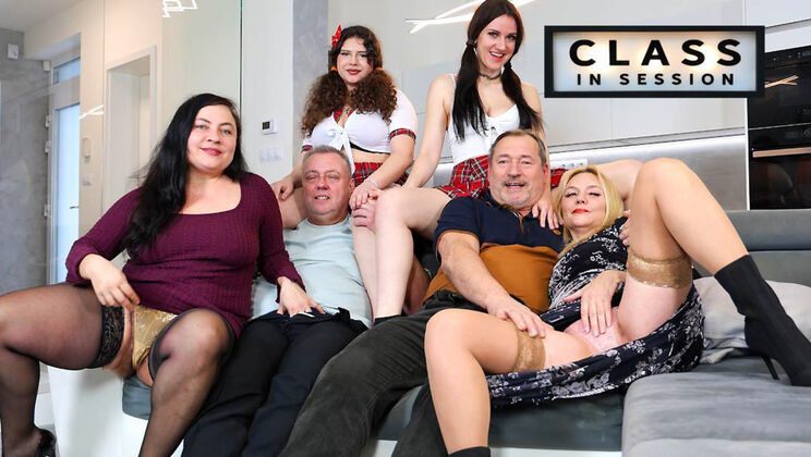 [GrandparentsX] - Mature Blonde and Hairy Pussy in School Orgy Scene - Lucas Knight - Mya Evans - Martin Bobes - Christina Santes - Melani Mendes - Rosie Smile