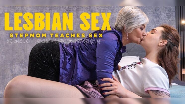 Old Lesbian Arwen Schools Young Scarlett on Pussy Licking and Orgasm