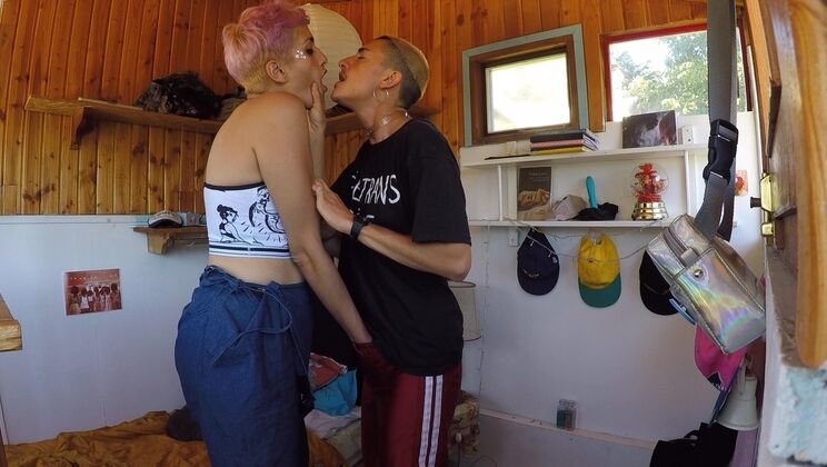 Charo the Blonde Tattoo Girl and Gael in Soft Bedroom Fun