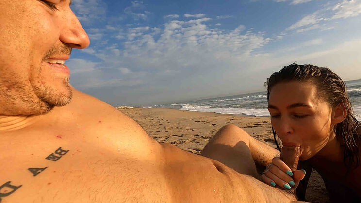 POV Public Beach Blowjob