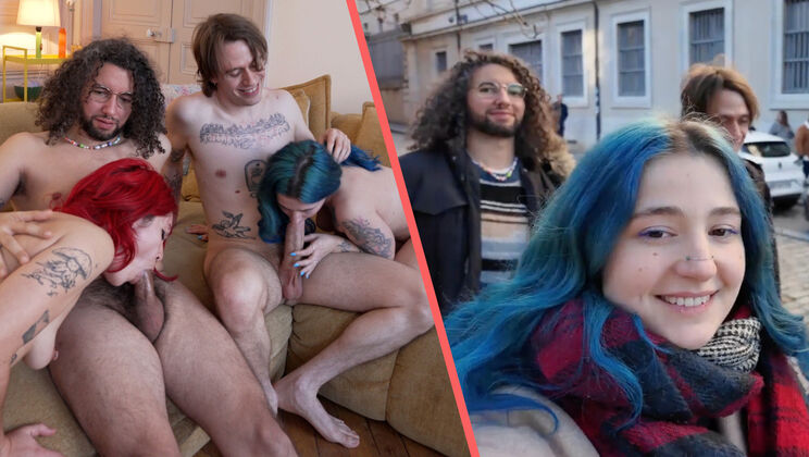 Das French Connection: Bisexual Couples Play with Dildo, Strap-on and Each Other