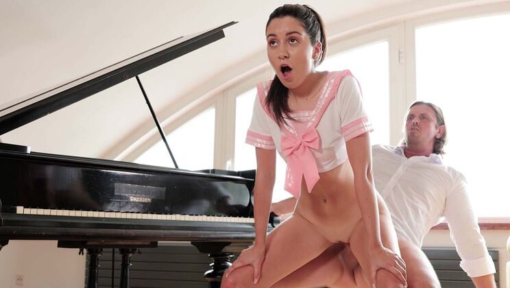 Maid in Tight Uniform Gets Stuck