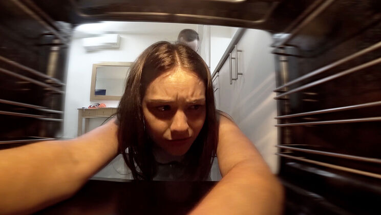 Matty Stuck in the Oven: Young European Brunette